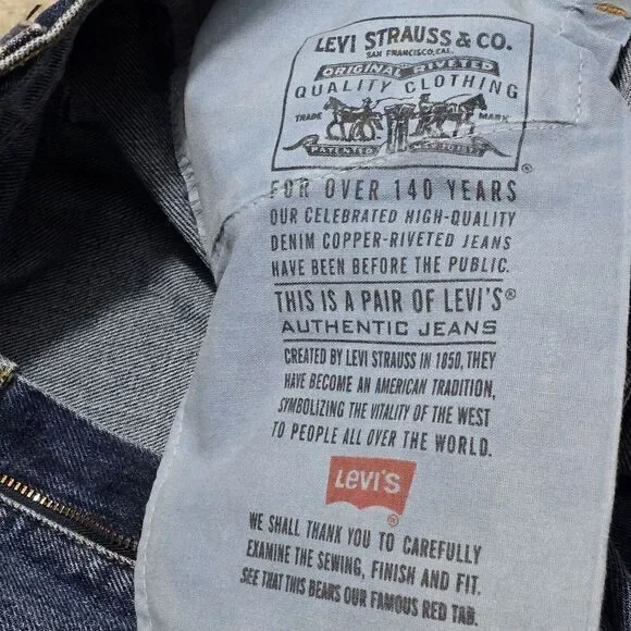 VTG Levi's 505 Jeans Mens Regular‎ Fit Straight Leg USA Made Blue *35x32 Actual - Picture 4 of 9